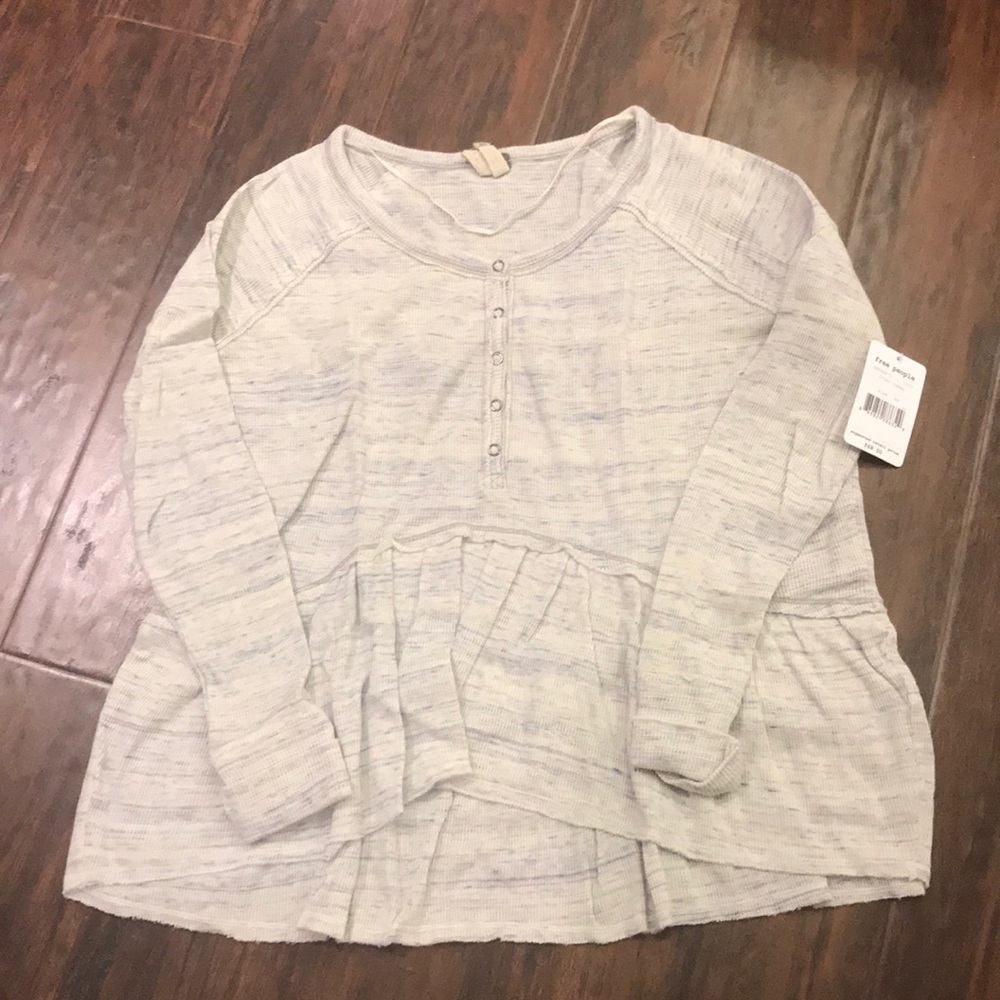 NWT Free People snap front ruffle long sleeve top